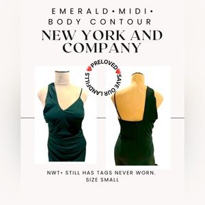 NWT NEW YORK & COMPANY women’s one shoulder emerald dress. Size S